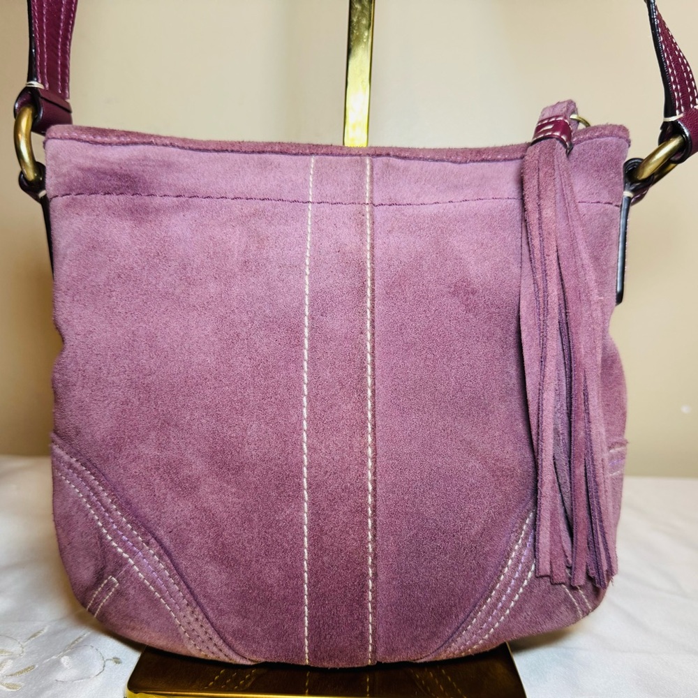 Coach purple Suede Crossbody Messenger Handbag Purse